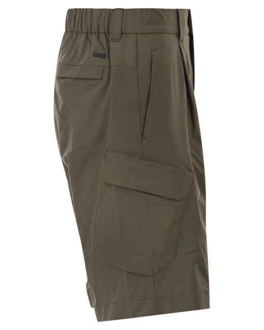 Herno Green Technical Fabric Cargo Bermuda Shorts for men