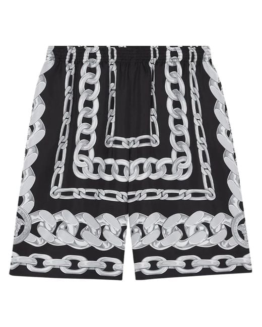 Versace Medusa Ketens Zijden Shorts in het Black