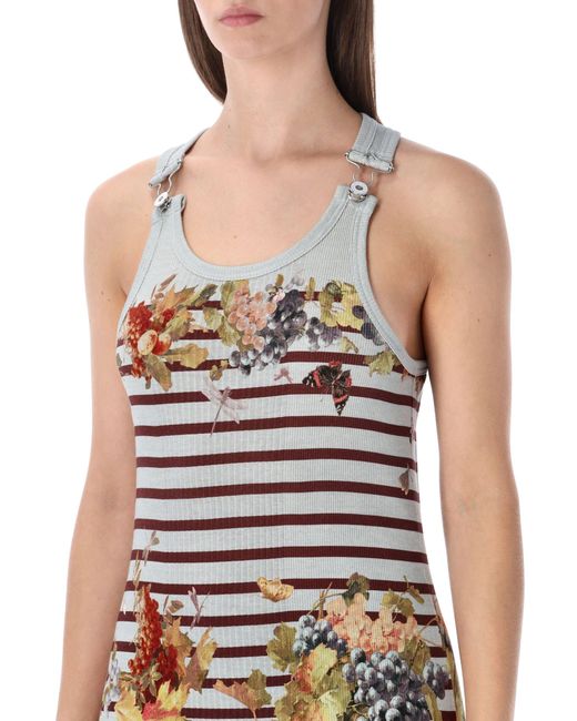 Jean Paul Gaultier Multicolor Marinière Grape Tank Long Dress