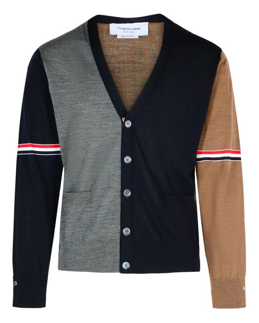 Fun 'multicolor Virgin Wool Cardigan Thom Browne de hombre de color Black