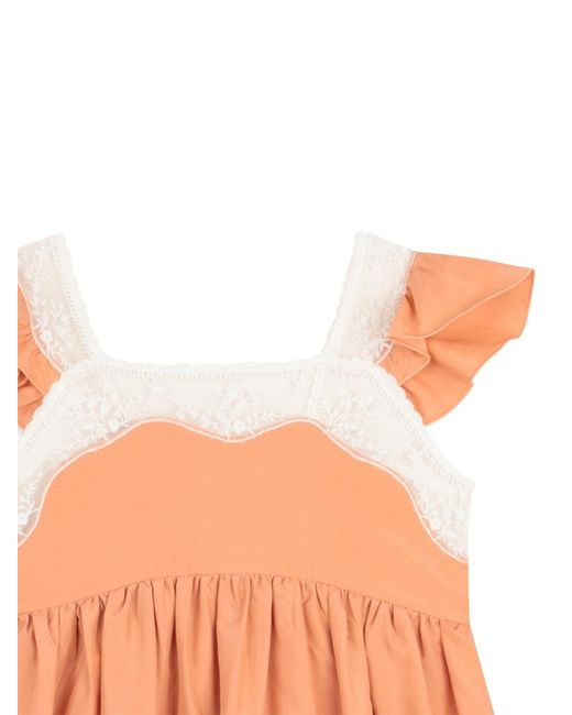 Chloé Pink Silk Mini Dress With Straps For Girls