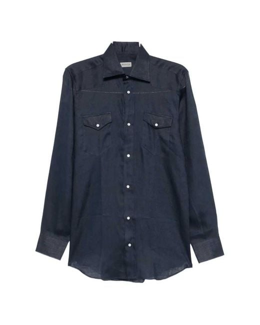 Sartorio Napoli Blue Linen Shirt