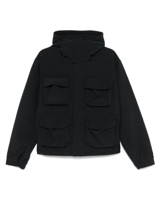 Arte' Black 3D Pockets Nylon Hooded Jacket Aw24047J for men