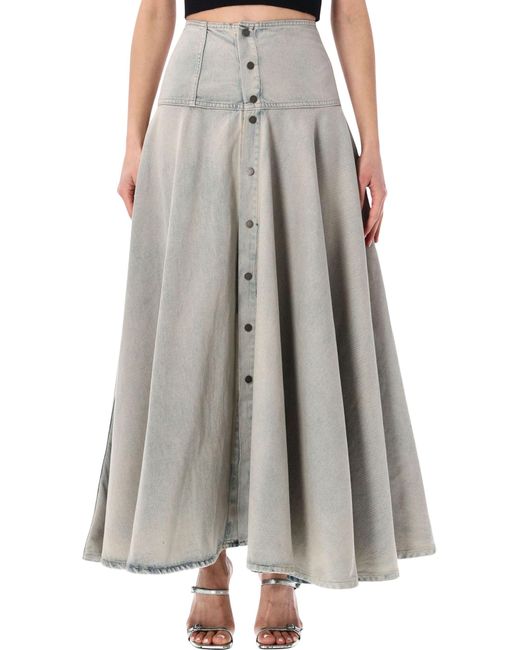 Haikure Gray Thea High-Waist Denim Skirt