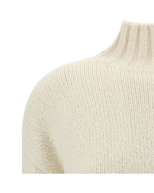 Jil Sander White Wool And Silk Sweater