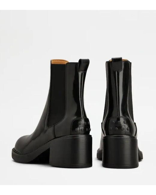 Tod's Black Tod 's Leder -Knöchelstiefel