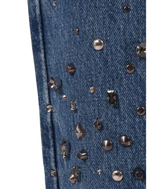 7 For All Mankind Blue Calie Straight Ankle Dance With Crystals & Studs