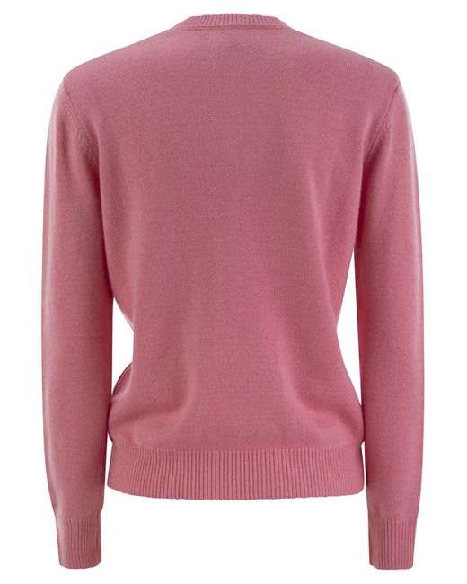 Mc2 Saint Barth Pink Wool-Blend Jumper With Embroidery