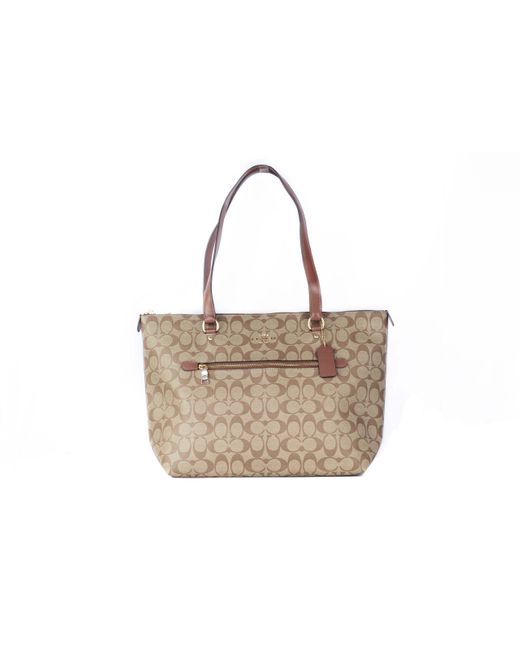 COACH Signature Coated Canvas And Leather Gallery Tote Handbag Lyst UK