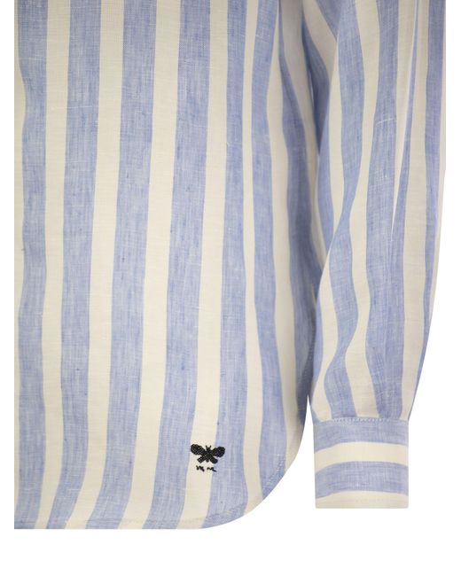 Lari Camisa de lino a rayas clásica Weekend by Maxmara de color Blue