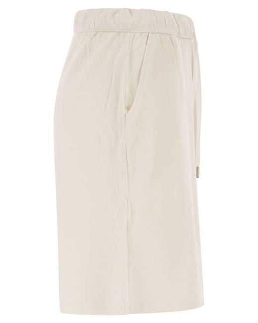 Majestic White Stretch Viscose Bermuda Shorts With Drawstring Waist