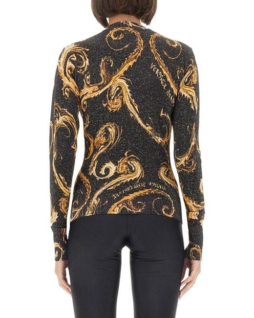Versace Jeans Couture Black Slim Fit Lurex Knit T-Shirt