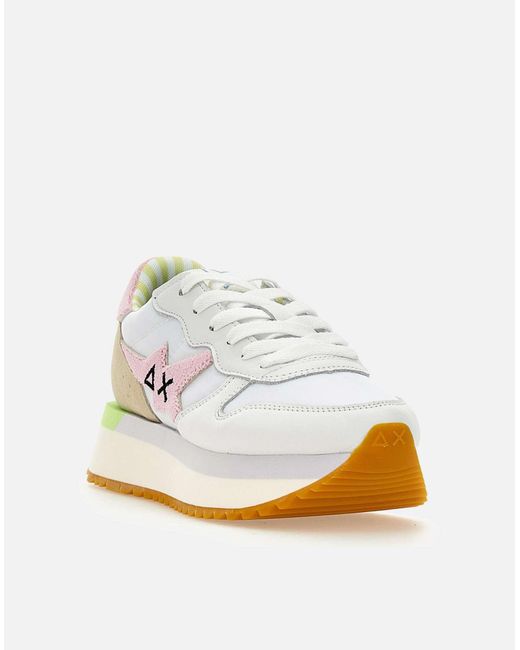 Sun 68 White Big Stargirl Spongee Logo Sneakers