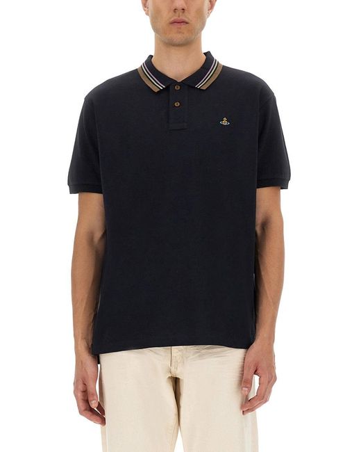 Vivienne Westwood Classic Cotton Pique Polo Shirt in Black für Herren