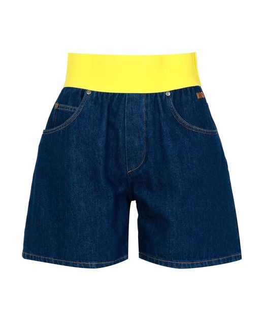 MSGM Shorts Denim+neon Geel in het Blue