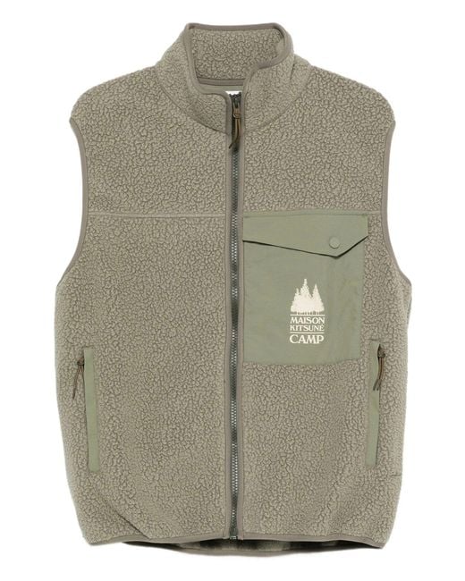 Maison Kitsuné Gray Casual Fleece Sleeveless Vest Clothing for men