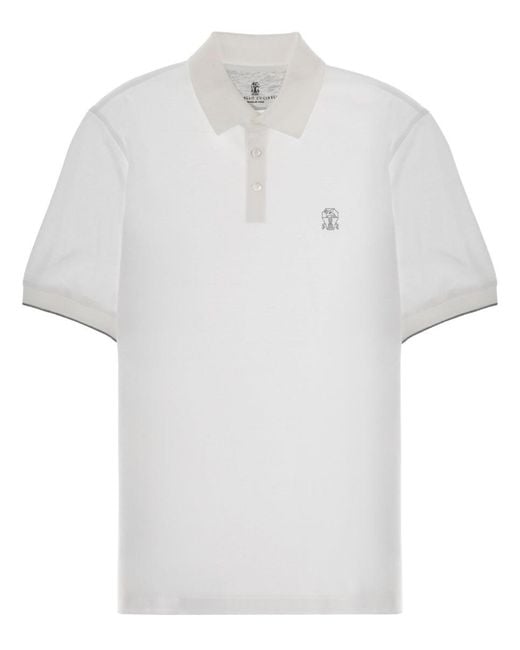 Brunello Cucinelli White Polo With Logo for men