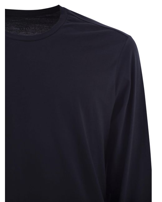 Majestic Blue Long-Sleeved Crew-Neck T-Shirt for men