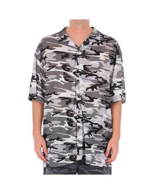 Balenciaga Overhemd Met Camouflageprint in het Black voor heren
