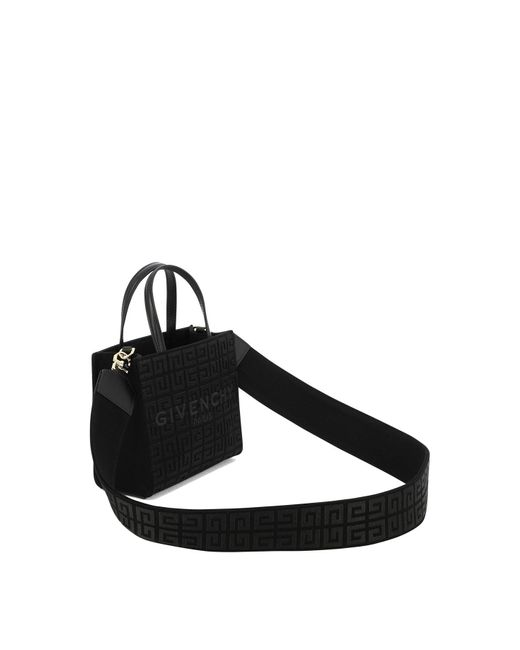Bolsa de compras Mini G en 4 g de lienzo bordado Givenchy de color Black
