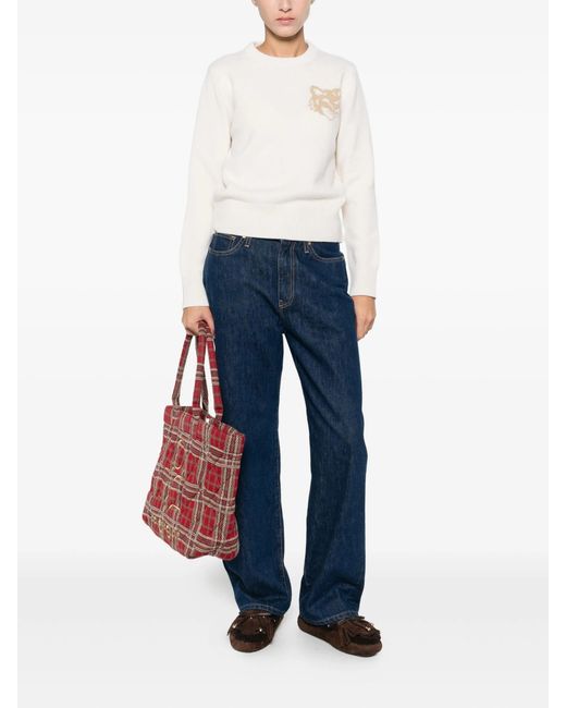 Maison Kitsuné White Fox Head Intarsia Merino Jumper