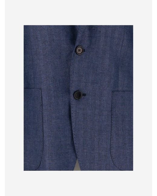 Brian Dales Blue Single Breasted Linen Jacket