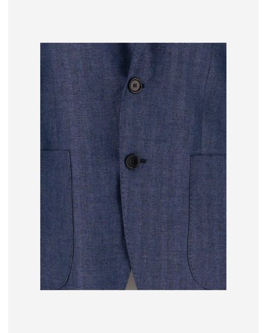 Chaqueta de lino de un solo pecho de Brian Dales de color Blue