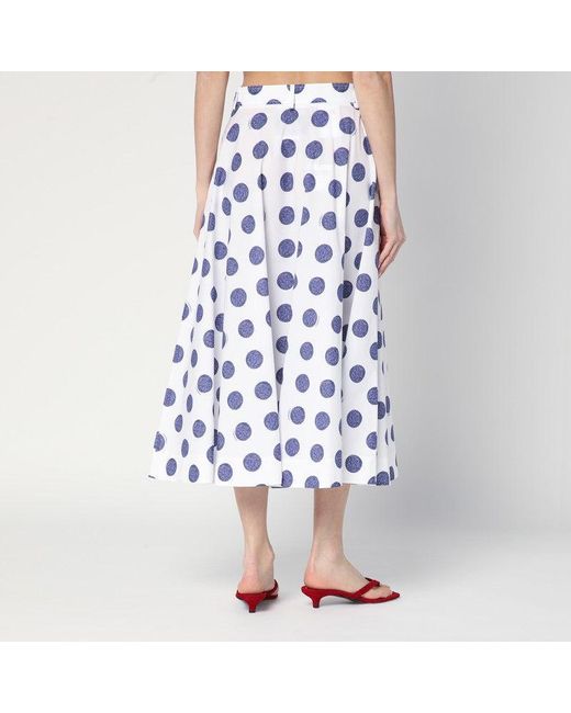 Moschino Blue Flared Skirt With Polka Dots