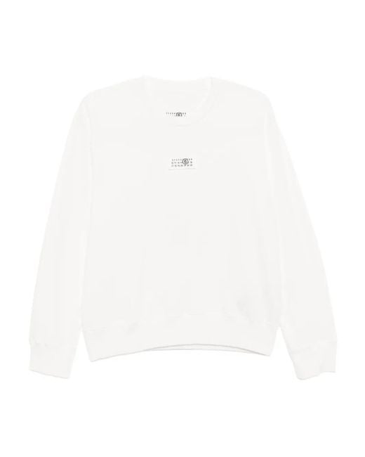 MM6 by Maison Martin Margiela White Sweatshirt mit Logo-Patch