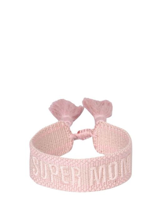 LABEL K Pink Braided Fabric Bracelet
