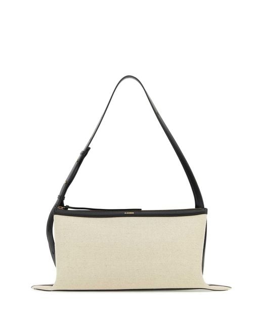 Jil Sander Metallic Two Tone Canvas And Leather Medium Empire Shoulder Bag for men