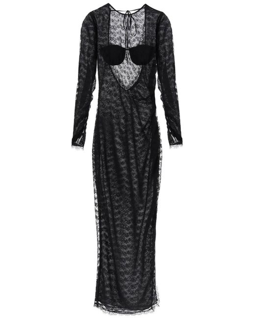 Long Lace Gown Alessandra Rich de color Black