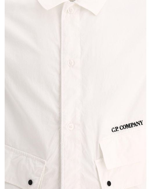 C P Company C.P. Firmenpopelhemd mit Taschen in White für Herren