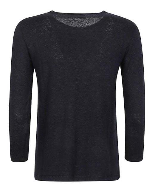 Base London Black Linen Jersey Long Sleeve T Shirt