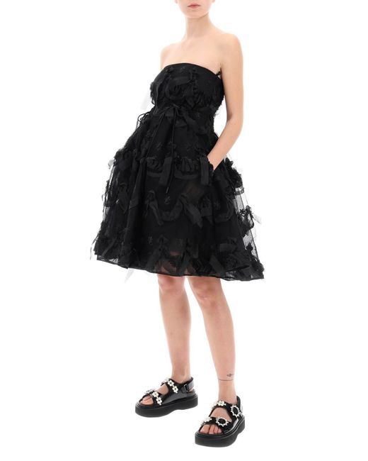 Simone Rocha Tulle -jurk Met Bogen En Borduurwerk. in het Black