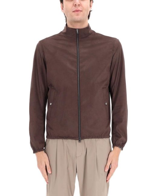 Herno Brown Bomber Jacket for men