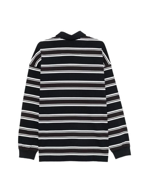 Juun.J Black Stripe Over Fit Polo Long Sleeve