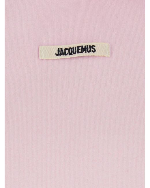 Jacquemus Pink Cropped Cotton Sweatshirt With Drawstring Hood