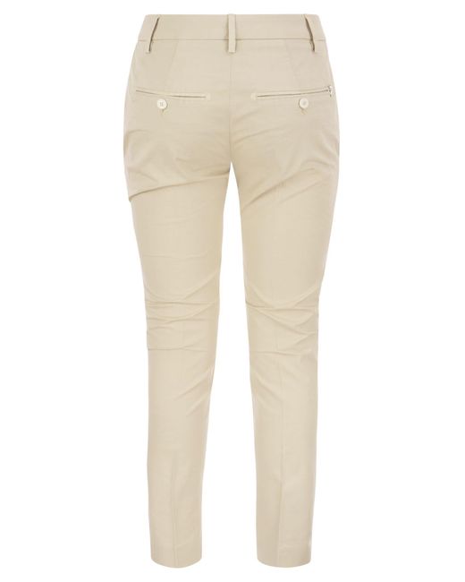 Pantalon gabardine en coton slim Dondup en coloris Natural