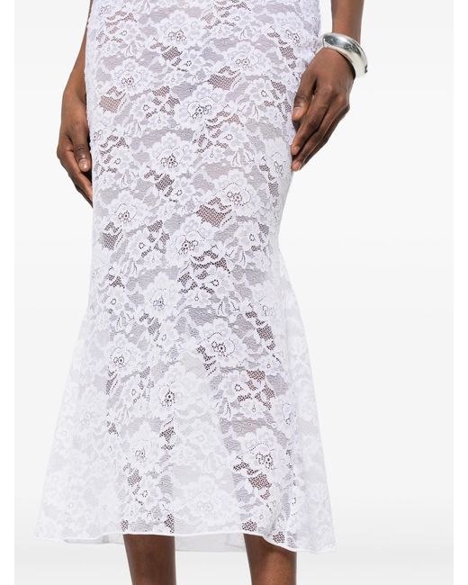 Oseree White Bridal O Lover Lace Long Skirt