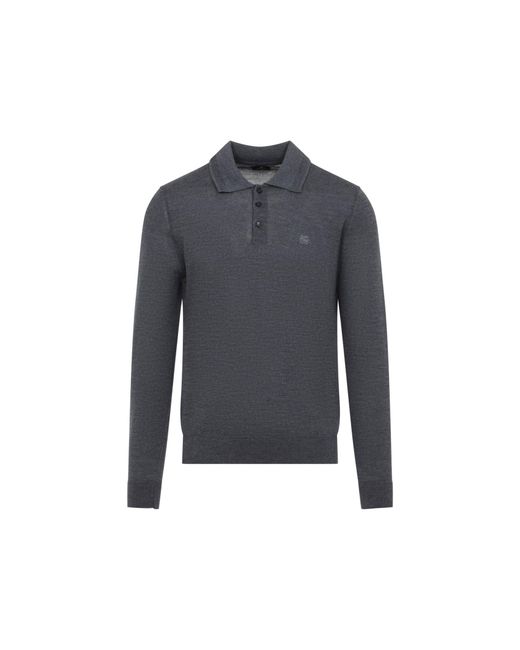 Etro Blue Fuji Knitted Polo for men