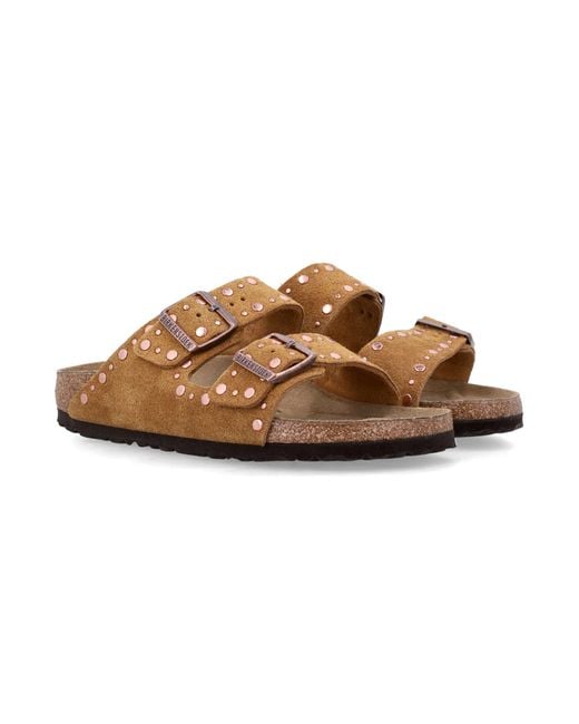 Birkenstock Brown Arizona Rivet Mink Suede Sandal