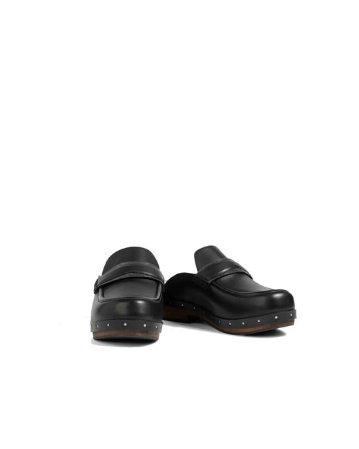 Brunello Cucinelli Black Leather Clogs Mules