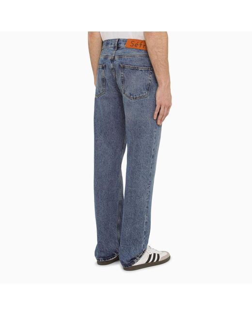 Séfr Blue Regular Washed Denim Jeans for men