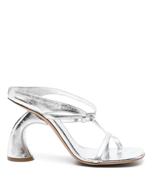Dries Van Noten White Asymmetric Heel Sandal