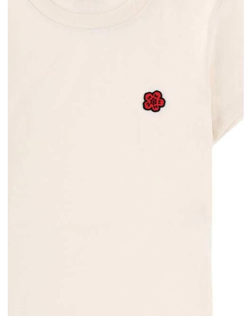 KENZO White T Shirt With Floral Appliques
