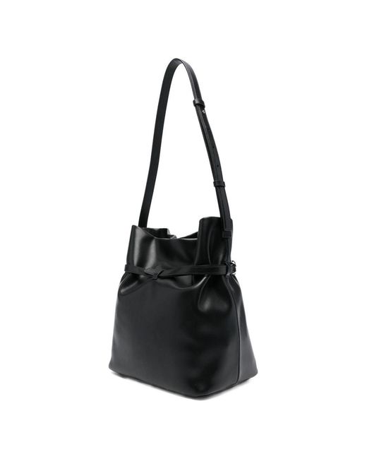 Emporio Armani Black Medium Leather Bucket Bag