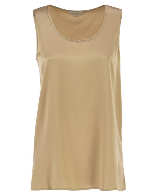 Antonelli Natural Sleeveless Silk Stretch Top