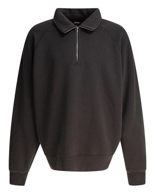 Stussy Gray Relaxed Half-Zip Sweatshirt for men