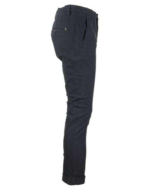Dondup Blue Gaubert Slim Fit Gabardine Trousers